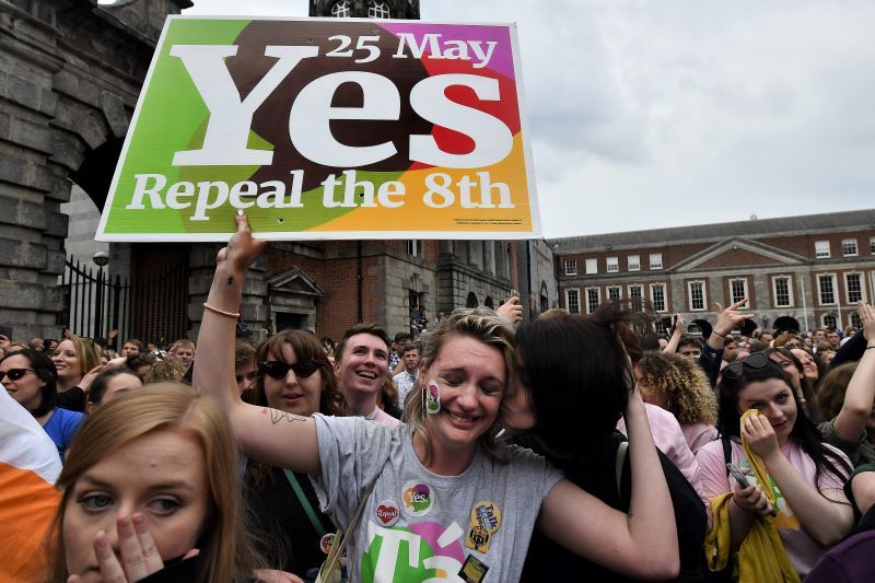Campaigners react as the referendum result was announced in 2018 (Getty Images)