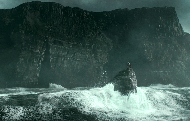 Harry Potter and Dumbledore in front of the Cliffs of Moher. Credit: Warner Bros.