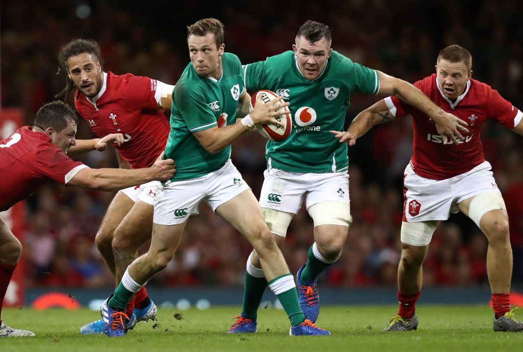 Irish ruby - Ireland fly half Jack Carty sets up the attack for the games first try during the International match between Wales and Ireland.