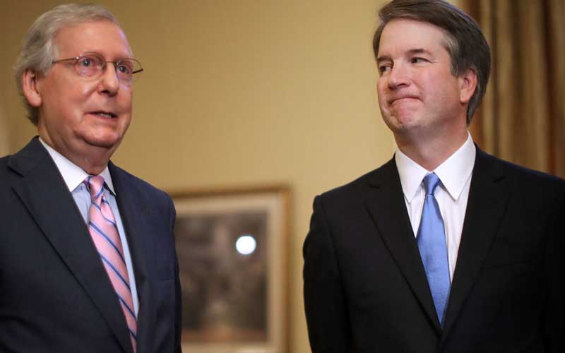 Senate Majority Leader Mitch McConnell and Supreme Court nominee Brett Kavanugh. Credit: Getty Images