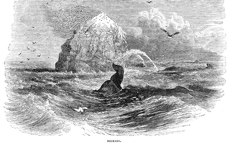 An old illustration of Rockall Island.