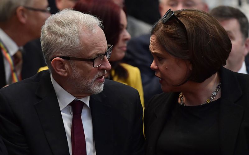 British Labour Party Leader Jeremy Corbyn and Sinn Fein President Mary Lou MacDonald.