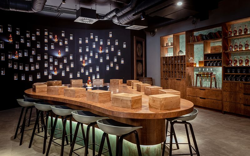 Inside the superb Room 109, at Roe & Co where visitors will learn about the flavors and craft behind the whiskey.