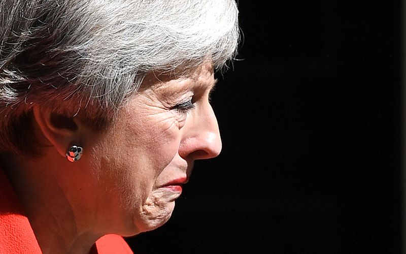 An emotional Theresa May addressed the press outside Downing Street.