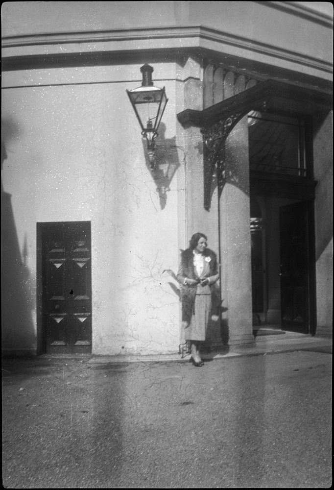 Rose Fitzgerald Kennedy poses in front of the United States Legation in Dublin, Ireland, during a Kennedy family trip. Photographer unknown. Copyright John F. Kennedy Library Foundation. Kennedy Family Collection. John F. Kennedy Presidential Library and Museum, Boston