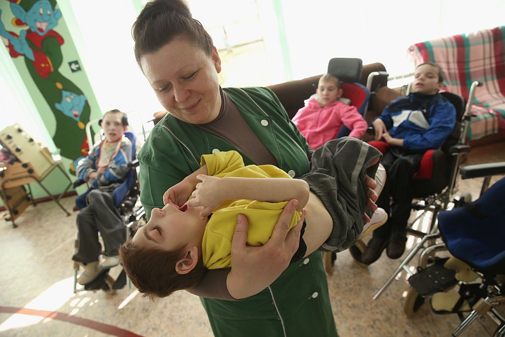 Worker with Chernobyl Children International at the Vesnova Home. Photo: Sean Gallup/Getty Images