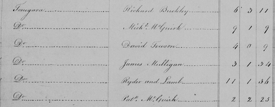 The 1825 Tithe Applotment Books for Tonegara Townland in Co. Wicklow included Michael and Patrick McGuirk.