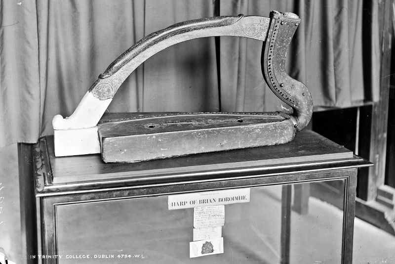 The Brian Boru Harp prior to its 1960s restoration (National Library of Ireland)