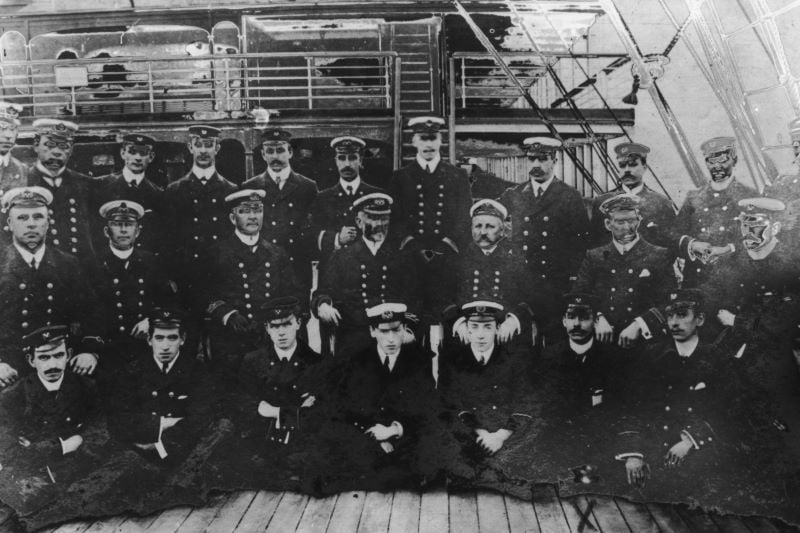 Crew members of the Empress of Titanic, pictured the same month of its sinking (Getty Images)