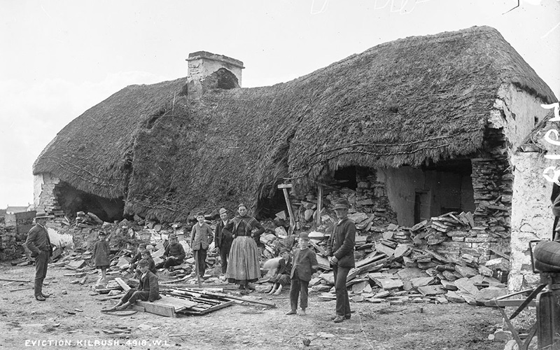 Mathias McGrath's home in Moyasta, County Clare after destruction by a battering ram. IMAGE: NATIONAL LIBRARY OF IRELAND