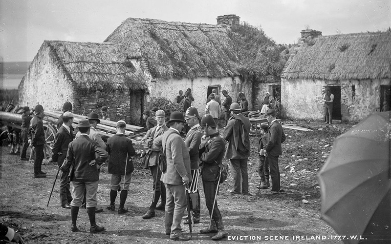The scene at the eviction of Thomas Birmingham in Moyasta, County Clare. IMAGE: NATIONAL LIBRARY OF IRELAND