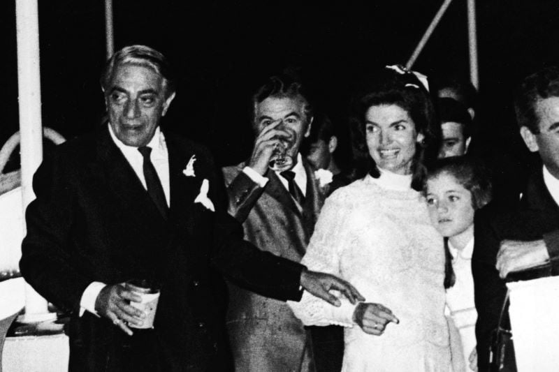Jackie Kennedy Onassis in her Valentino wedding gown in 1968(Getty Images)