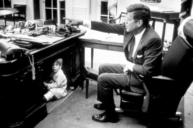 JFK, Jr playing in the Oval Office with his father in 1963 (Getty Images)