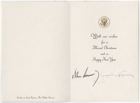 Inside one of the Kennedys' signed 1963 Christmas cards. Credit: Goldin Auctions
