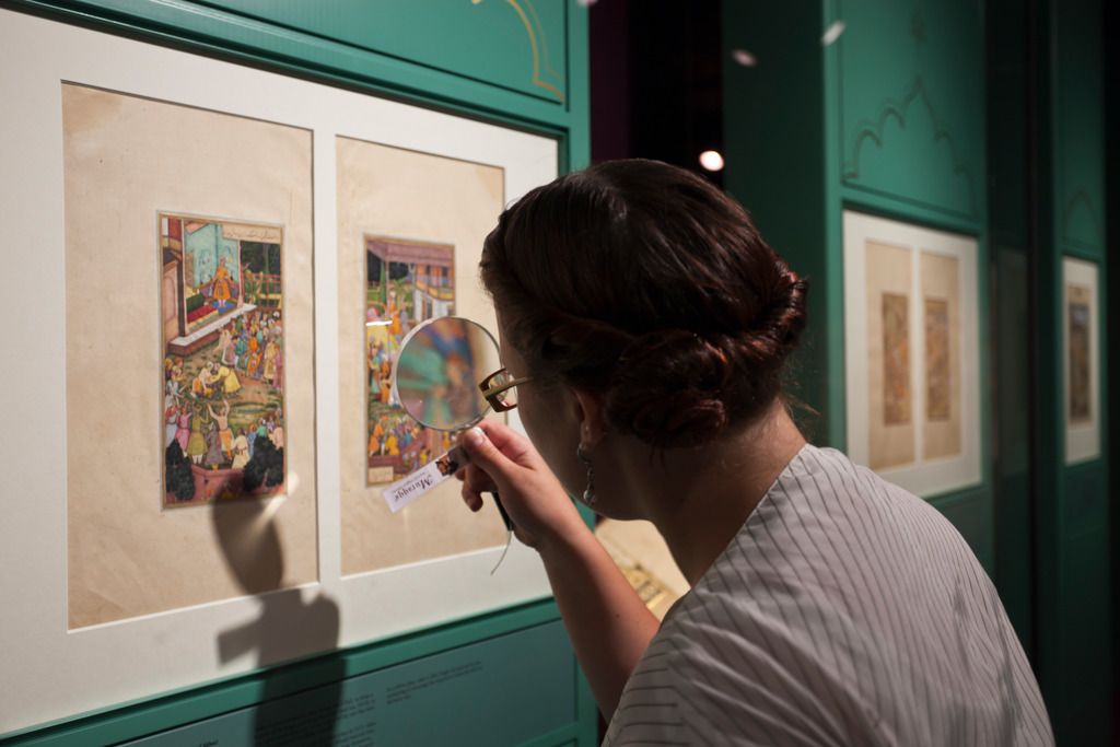 Inspecting an exhibit at the Chester Beatty Library. Photo: Chester Beatty Library