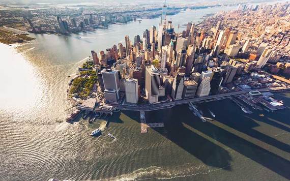 An aerial view of lower Manhattan.
