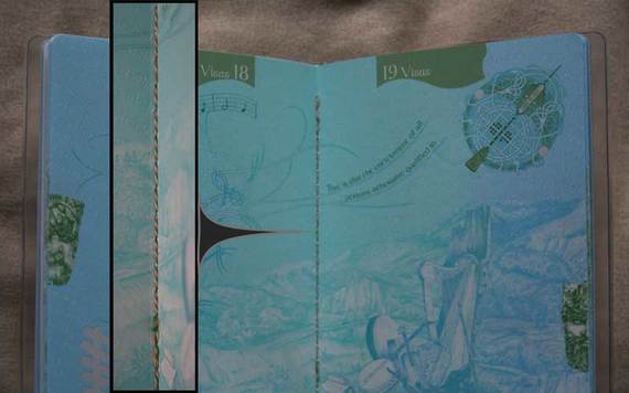 Tricolor stitching in the Irish passport. Credit: Reddit/Reddit user RadioctiveSnake