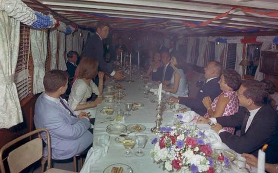 President Kennedy speaks to guests at his birthday party. Credit: Robert Knudsen/John F. Kennedy Presidential Library and Museum