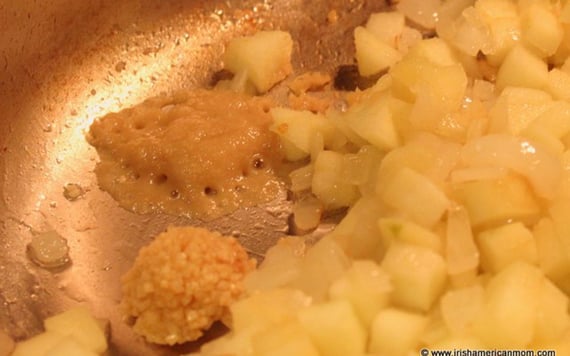 Toss in the minced garlic and ginger.
