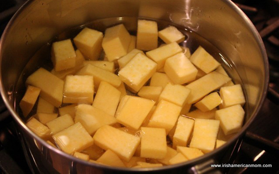 Boiling the rutabaga.