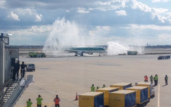 The inaugural Philadelphia - Dublin flight. Image: Aer Lingus.