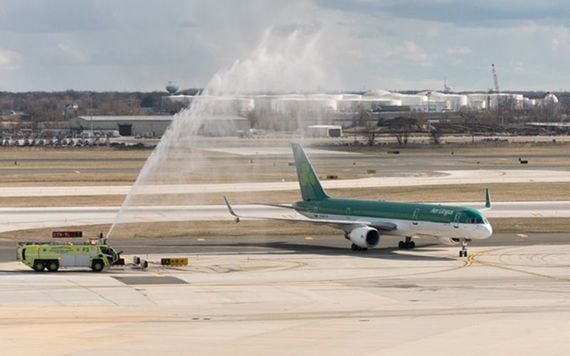 The inaugural Philadelphia-Dublin Aer Lingus flight. Image: Aer Lingus.
