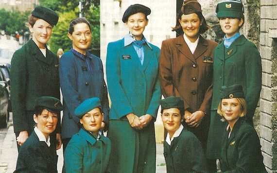 Air hostesses wearing uniforms from the last 60 years at Aer Lingus.
