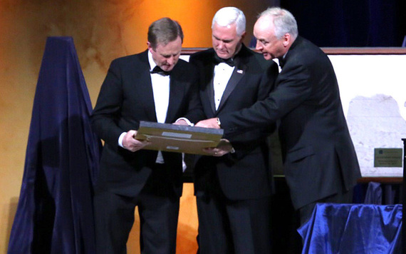 Former Taoiseach Enda Kenny and VP Mike Pence at last March's Ireland Fund dinner for St. Patrick's Day.