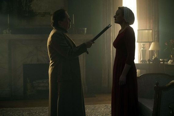 Ann Dowd and Elizabeth Moss in The Handmaid's Tale