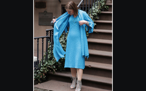 Dress by Caroline Mitchell Knitwear, necklace by BeYourOwnSuccess by Melissa Curry. Photo: Clare Pearson. 