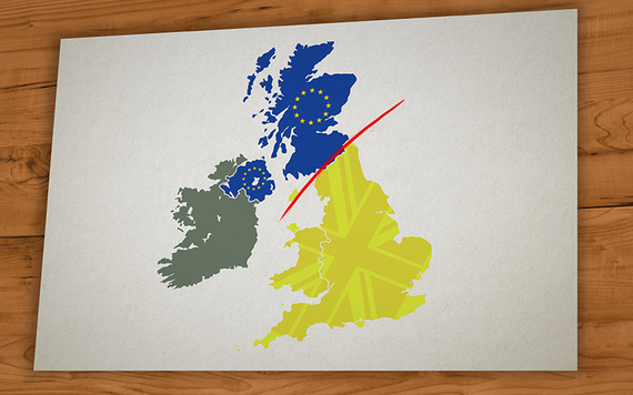 An Illustration of Northern Ireland and Scotland remaining part of the European Union.