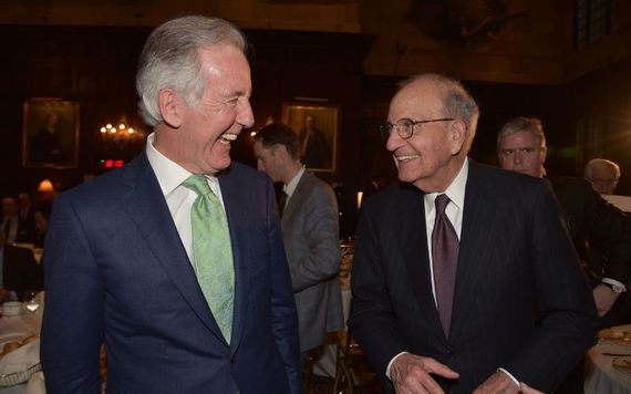 Congressman Richie Neal and George Mitchell chat at the IrishCentral Brexit event in New York.