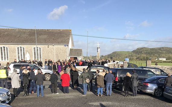 Crowds gather outside funeral of Dolores O'Riordan, at the Church of Saint Ailbe, in Ballybricken.