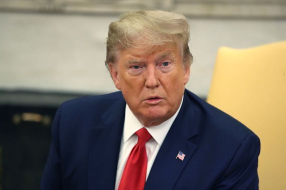 President Donald Trump during a White House press briefing.
