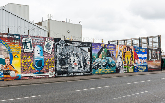 The Peace Wall on the Falls Road, Belfast.