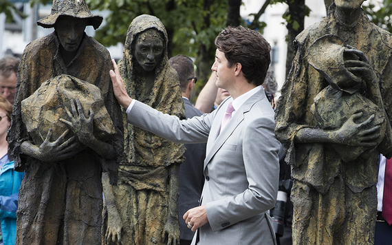 Canadian Prime Minister Justin Trudeau was moved by the haunting Famine Memorial in Dublin.