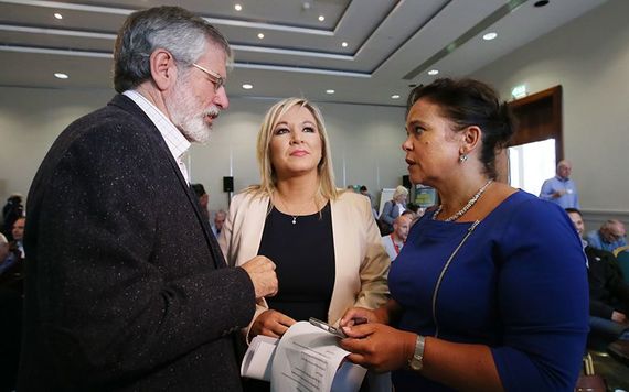 Gerry Adams, Michelle O'Neill and Mary Lou McDonald. Credit: ROLLINGNEWS