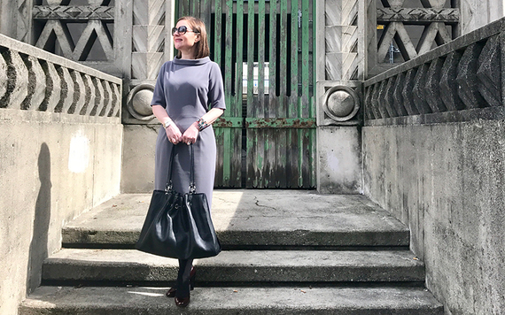 Dress by Helen McAlinden, bag by Holden Leather Goods, cuff by Christina Belle. Photo by Alison Carreon. 