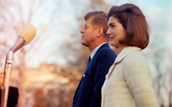 Happier times: John F Kennedy and his wife Jackie.