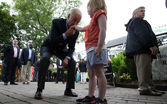 Joe Biden greeting a young girl during his 2016 trip to Ireland.