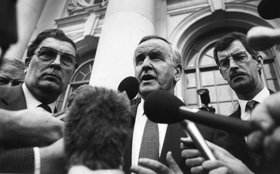 Best moment: The IRA ceasefire of 1994. John Hume, Albert Reynolds and Dick Spring stand before goverment buildings in Dublin.