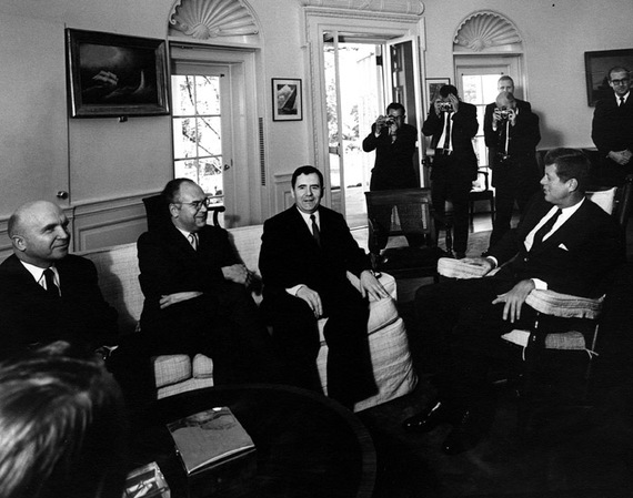 Kennedy with Soviet Foreign minister Gromyko (at end of couch next to JFK). Credit: John F. Kennedy Presidential Library and Museum