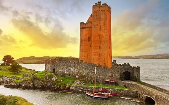 Sunrise at Kilcoe Castle (owned by Jeremy Irons). Photo: Shutterstock