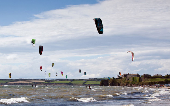 Kite surfing on Duncannon beach, Wexford.