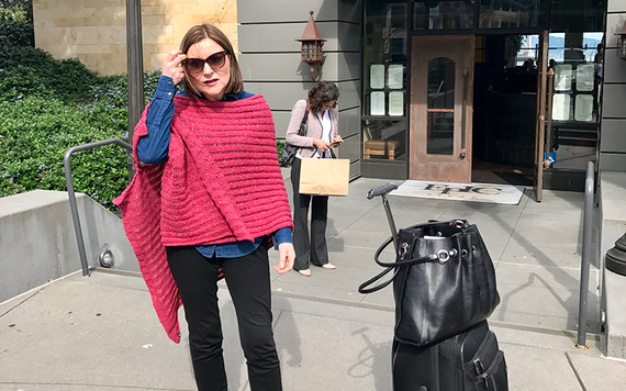 Wrap: Knitfield by Edel MacBride, bag: Holden Leather Goods. Photo: Victoria Holbrook