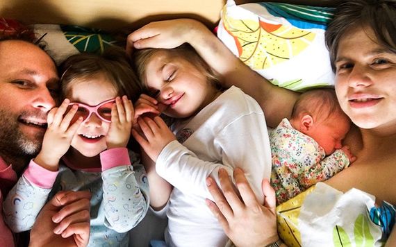 Radek Nowicki, daughter Nadia, 3, daughter Alicja, 10, baby Ida and wife Anna.