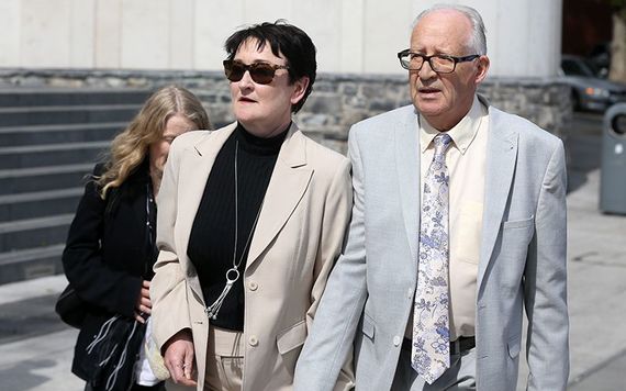 Ana's parents, Geraldine and Patric Kriegel, photographed outside court.