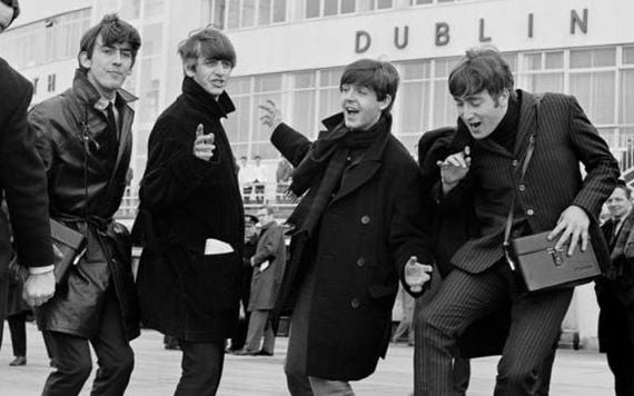 The Beatles, photographed at Dublin airport.