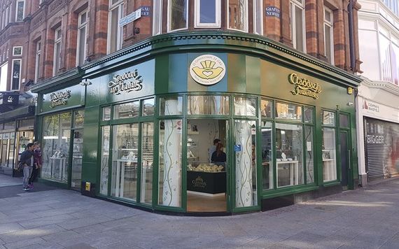Claddagh Jewellers opposite Trinity college in Dublin, on the famous Grafton Street.