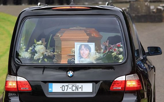 Clodagh's photo in her hearse, en route to her funeral.